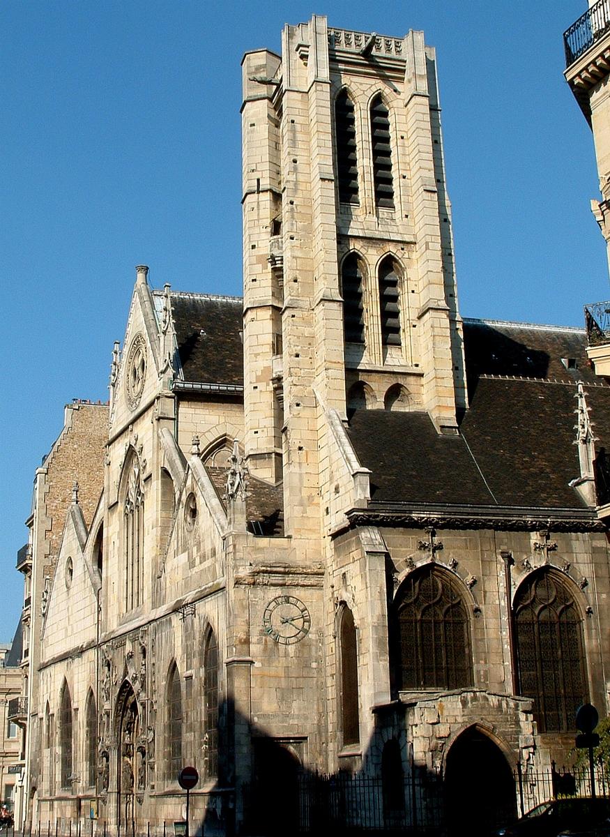 Paris - Eglise Saint-Nicolas-des-Champs (254, rue Saint-Martin) - Façade et clocher 