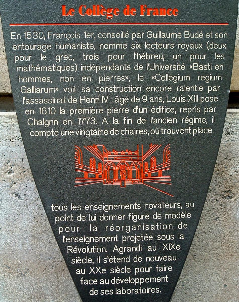 Collège de France, Paris. Information plaque 