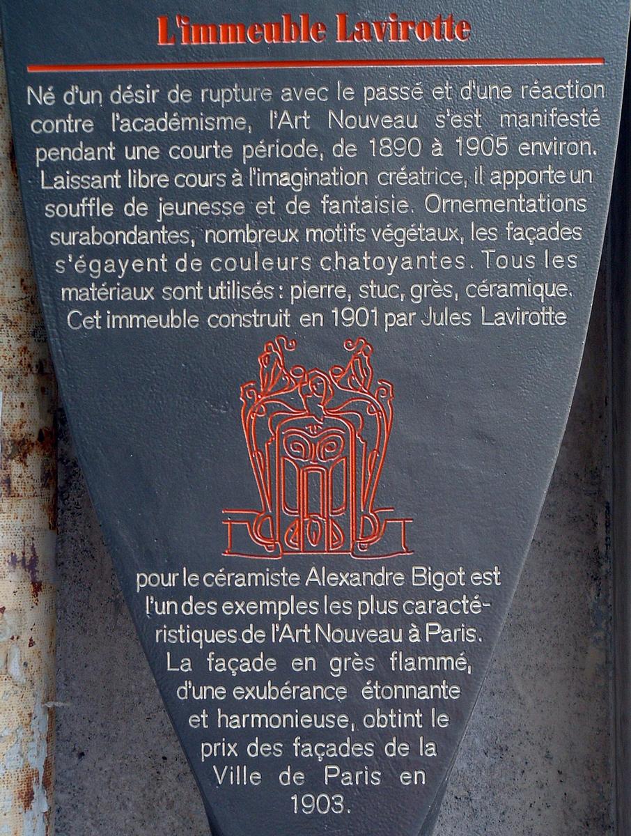 Paris - Immeuble Lavirotte - Panneau d'information 