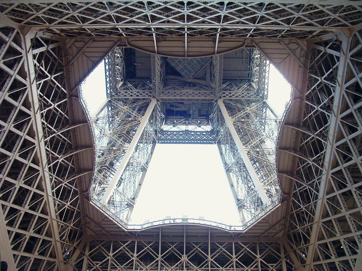Tour Eiffel - Vue par-dessous - Plate-formes du 1er et 2ème étage 