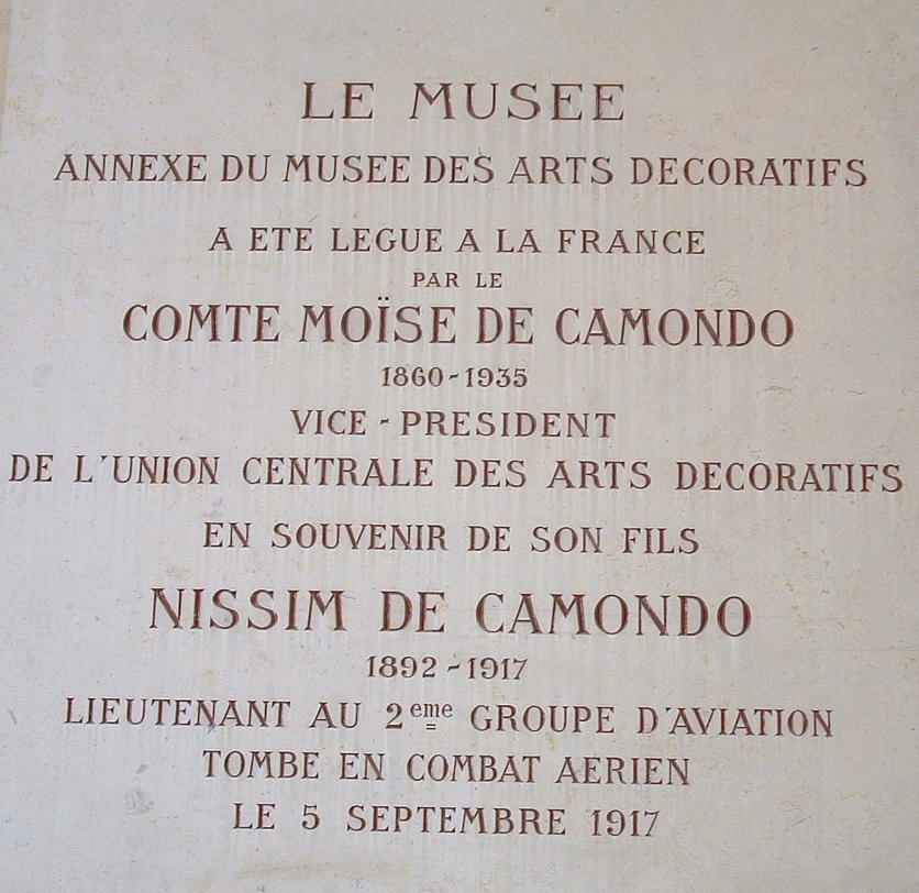Musée Nissim-de-Camondo - Plaque commémorative 
