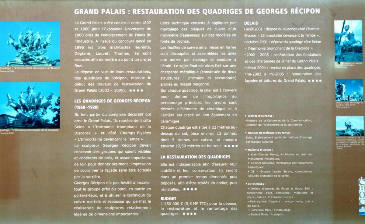 Paris - Grand Palais - Restauration des quadriges de Georges Récipon 