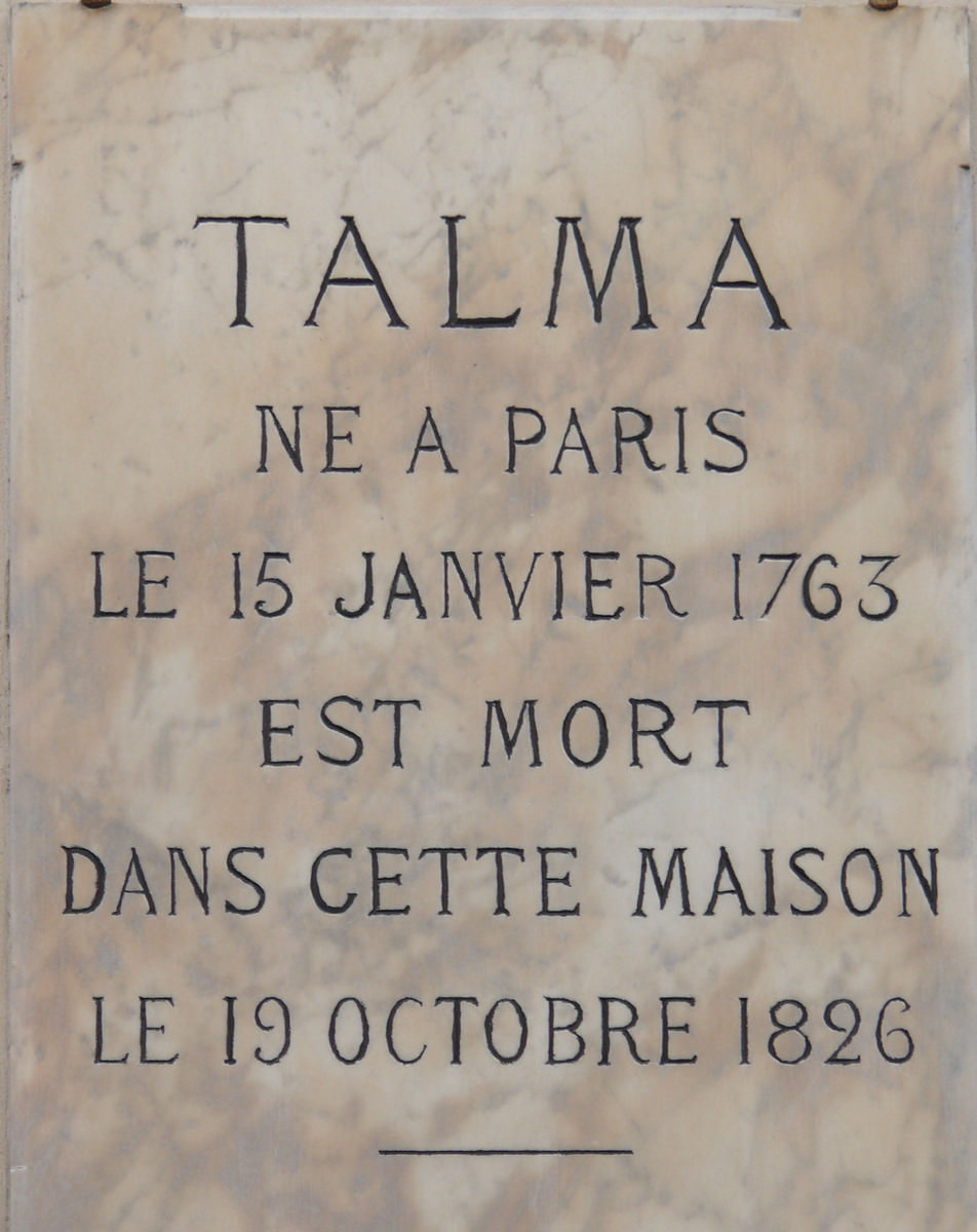Paris 9ème arrondissement - Hôtel Talma - Panneau commémoratif 