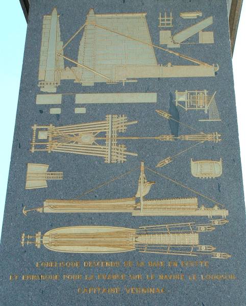 Place de la Concorde, Paris Obélisque Descente de l'obélisque en Egypte et transport jusqu'en France