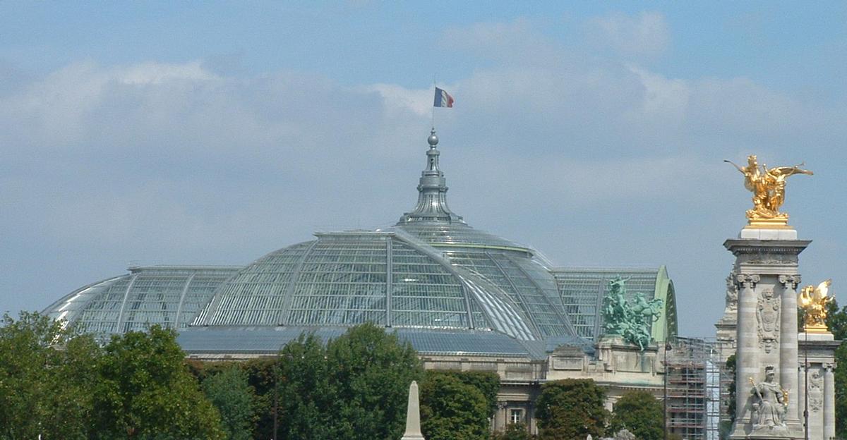 Paris - Le Grand Palais - La couverture restaurée avec le pont Alexandre III 