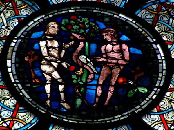Notre-Dame de ParisVitrail du 13ème siècle - Adam et Eve 