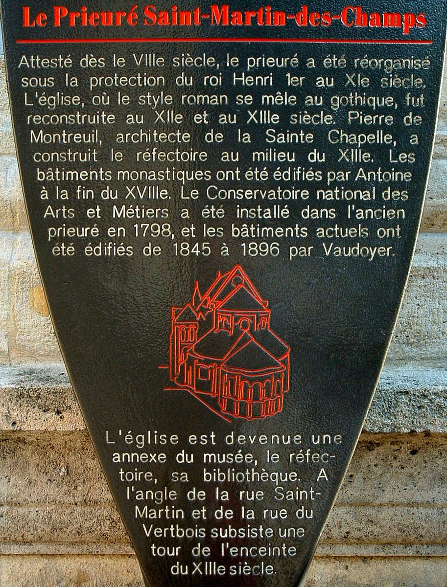 Paris - Prieuré saint-Martin-des-Champs - Panneau d'information 