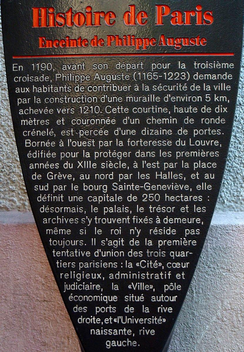 Paris - Enceinte de Philippe II Auguste - Panneau d'information 
