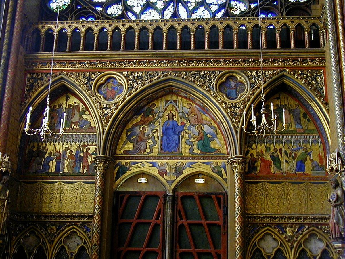 Paris - Sainte-Chapelle - Chapelle haute - Décoration revers de la façade occidentale 