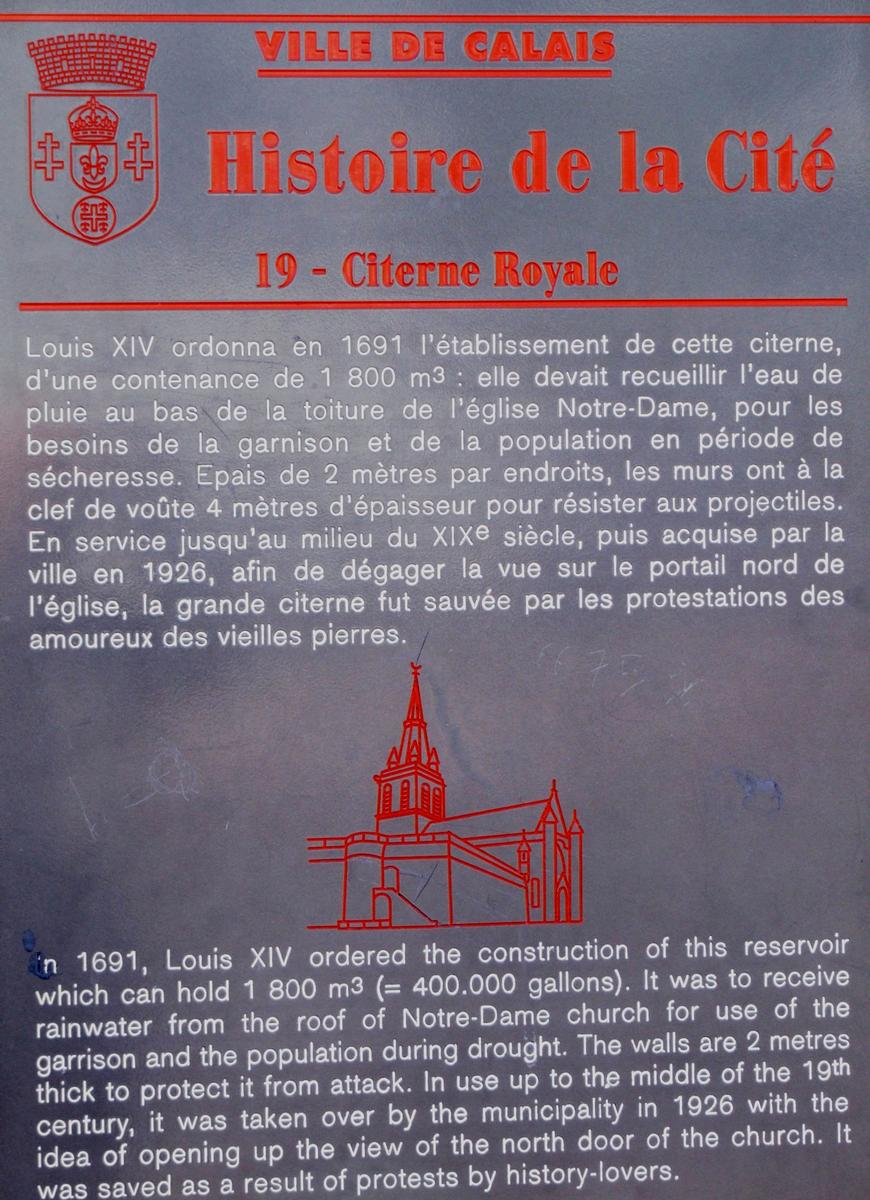 Calais - Citerne royale - Panneau d'information 