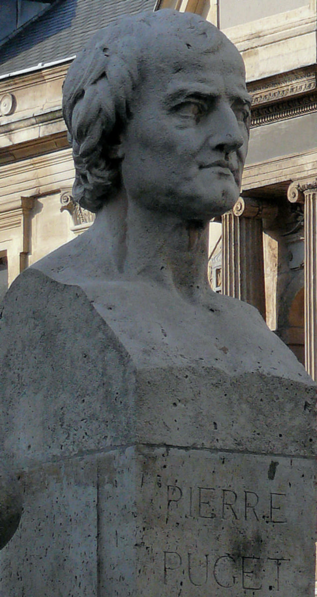 Buste de Pierre Puget à l'entrée rue Bonaparte de l'école des Beaux-Arts à Paris 