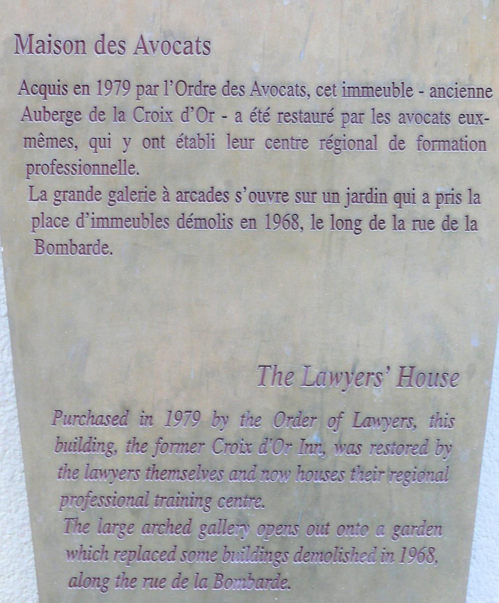 Lyon - Maison des Avocats (ancienne auberge de la Croix-d'Or) 