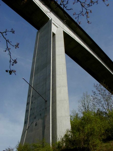 Roquebillère Viaduct in Cahors.Pier and sun dial 