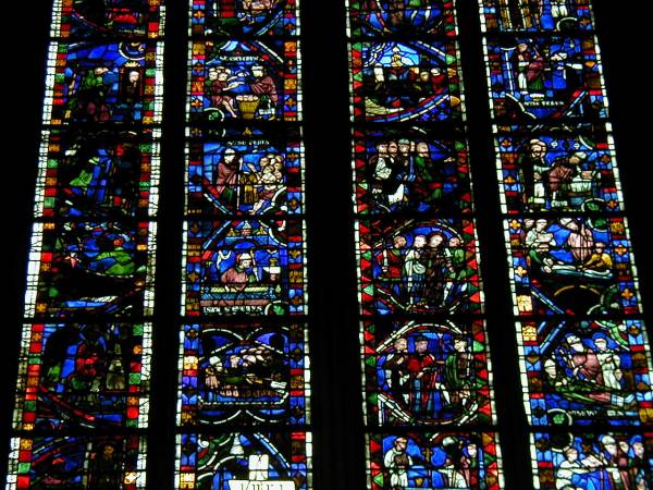 Cathédrale Notre-Dame, Rouen Réemploi de vitraux de 1200 à 1230 - Vie de saint Nicolas et saint Séver