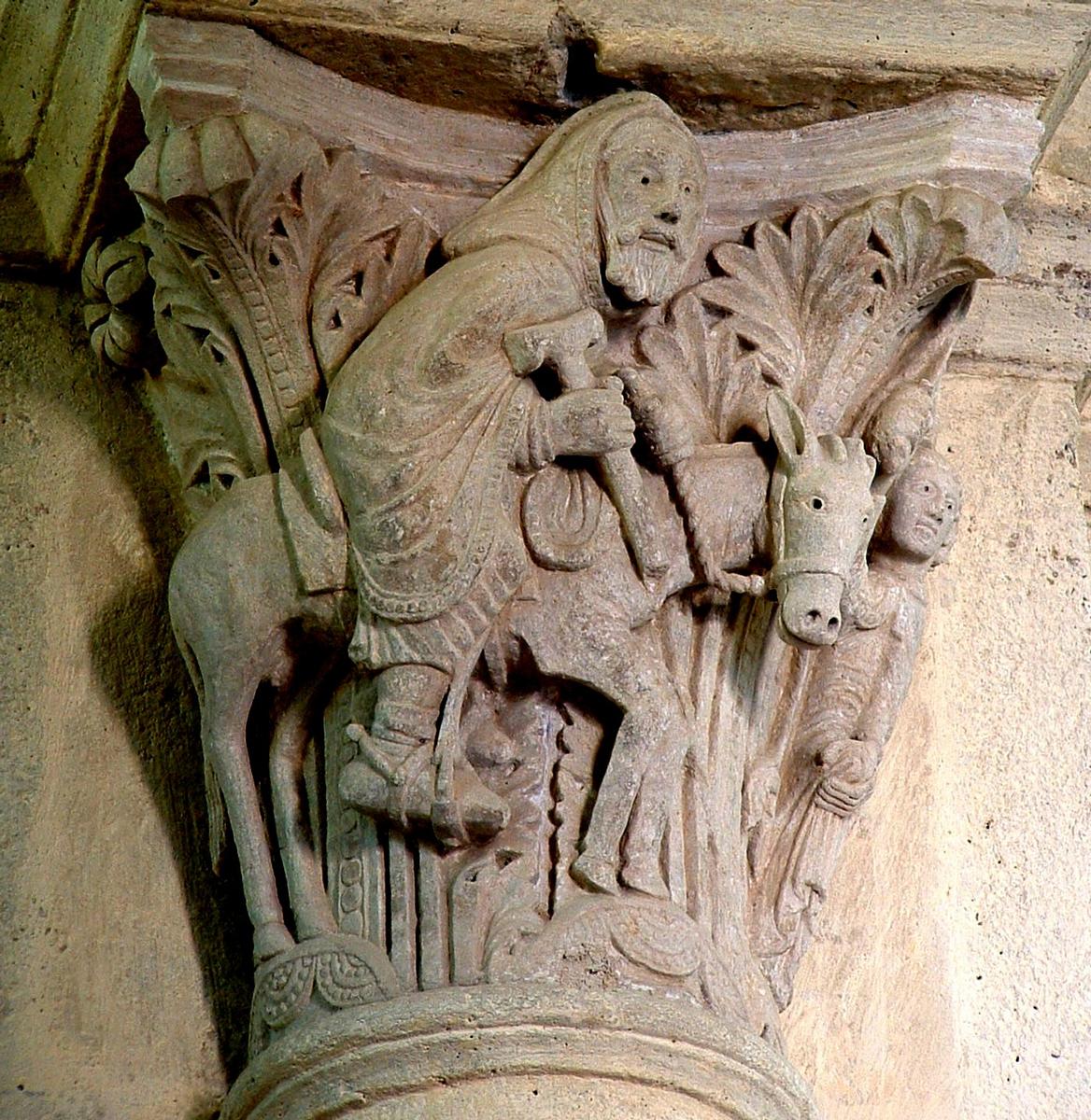 Saulieu - Basilique Saint-Andoche - Chapiteau de Balaam sur son anesse 
