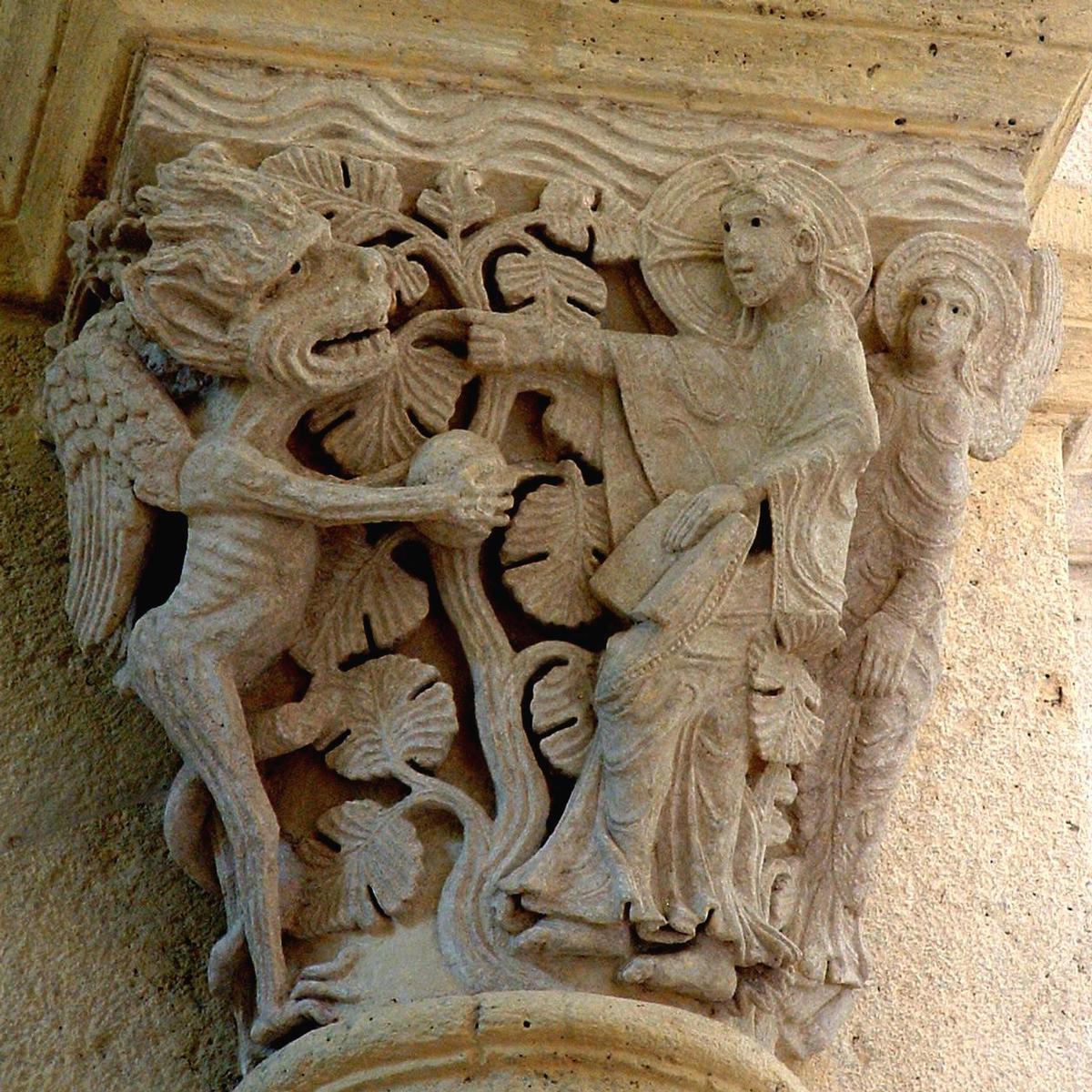 Saulieu - Basilique Saint-Andoche - Chapiteau de la tentation du Christ 