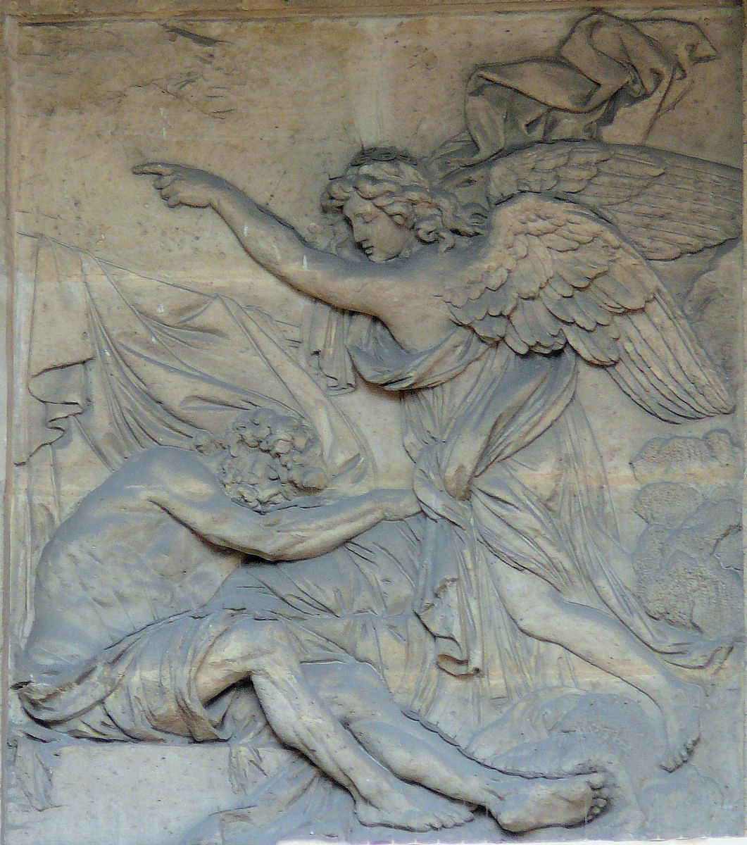 Saint-Denis - Chapelle du Carmel - Bas-relief de gauche: Le Sommeil de Joseph par Joseph Deschamps 