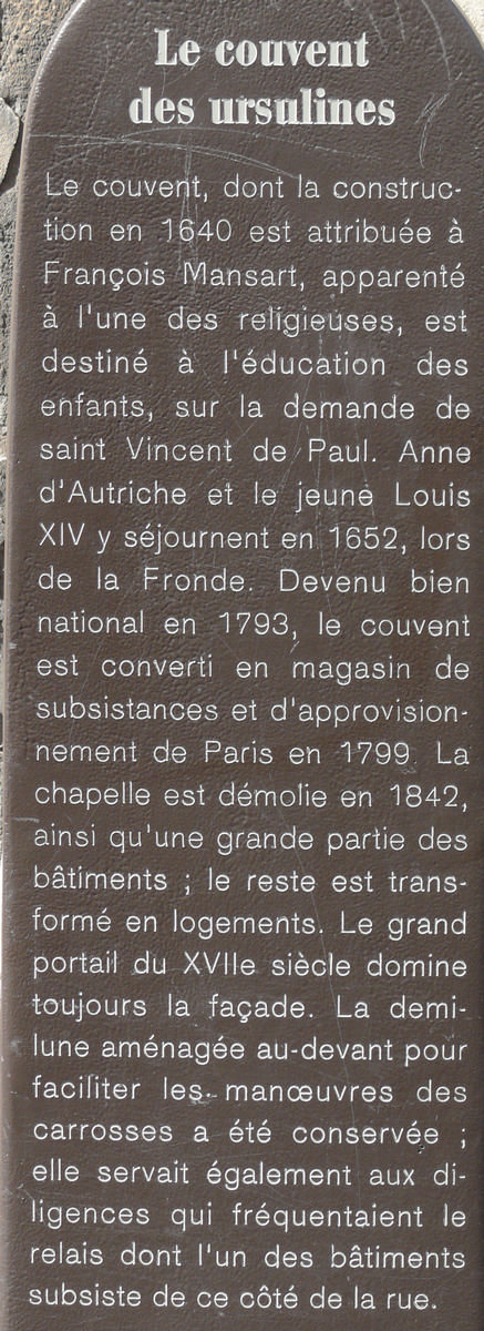 Saint-Denis - Ancien couvent des Ursulines - Panneau d'information 