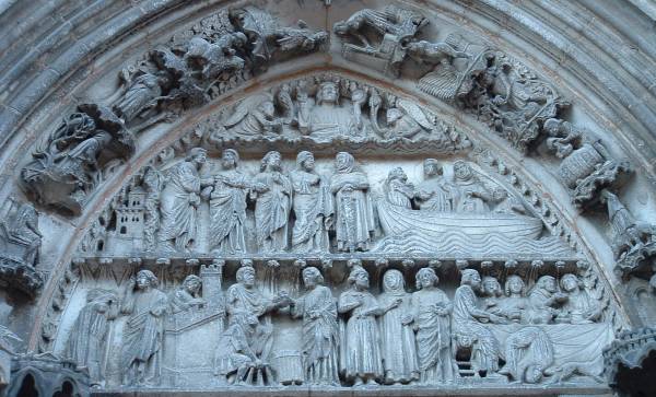 Eglise Notre-Dame, Semur-en-Auxois Porte des Bleds - Tympan de la Légende dorée de l'apôtre saint Thomas