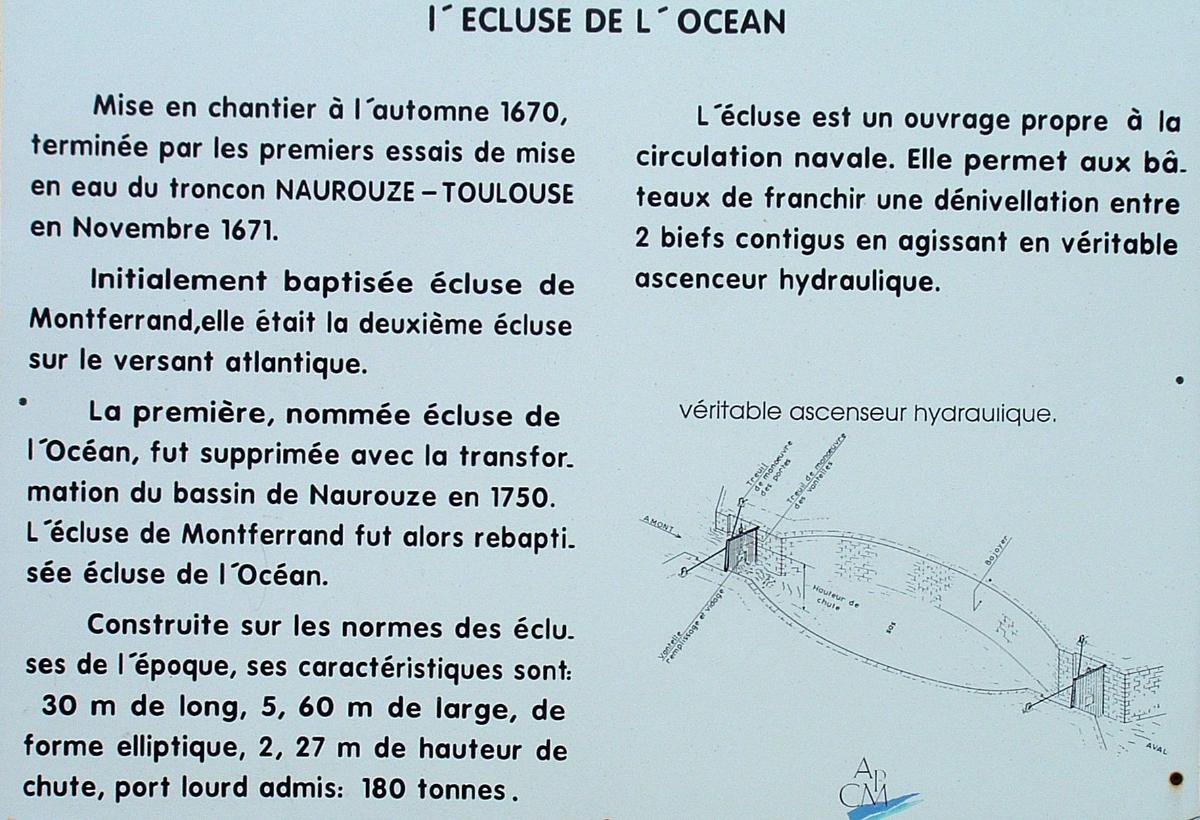 Canal du MidiSeuil de NaurouzeEcluse de l'Océan Information 