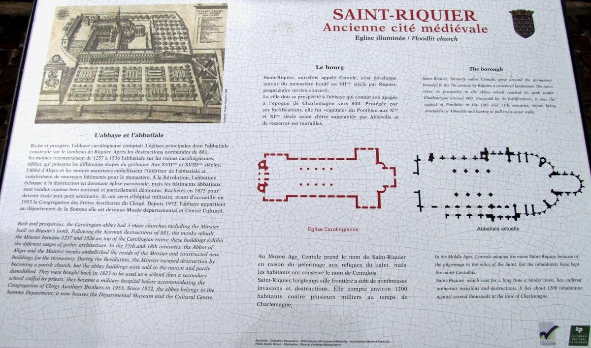 Abbaye de Saint-Riquier et abbatiale - Panneau d'information 