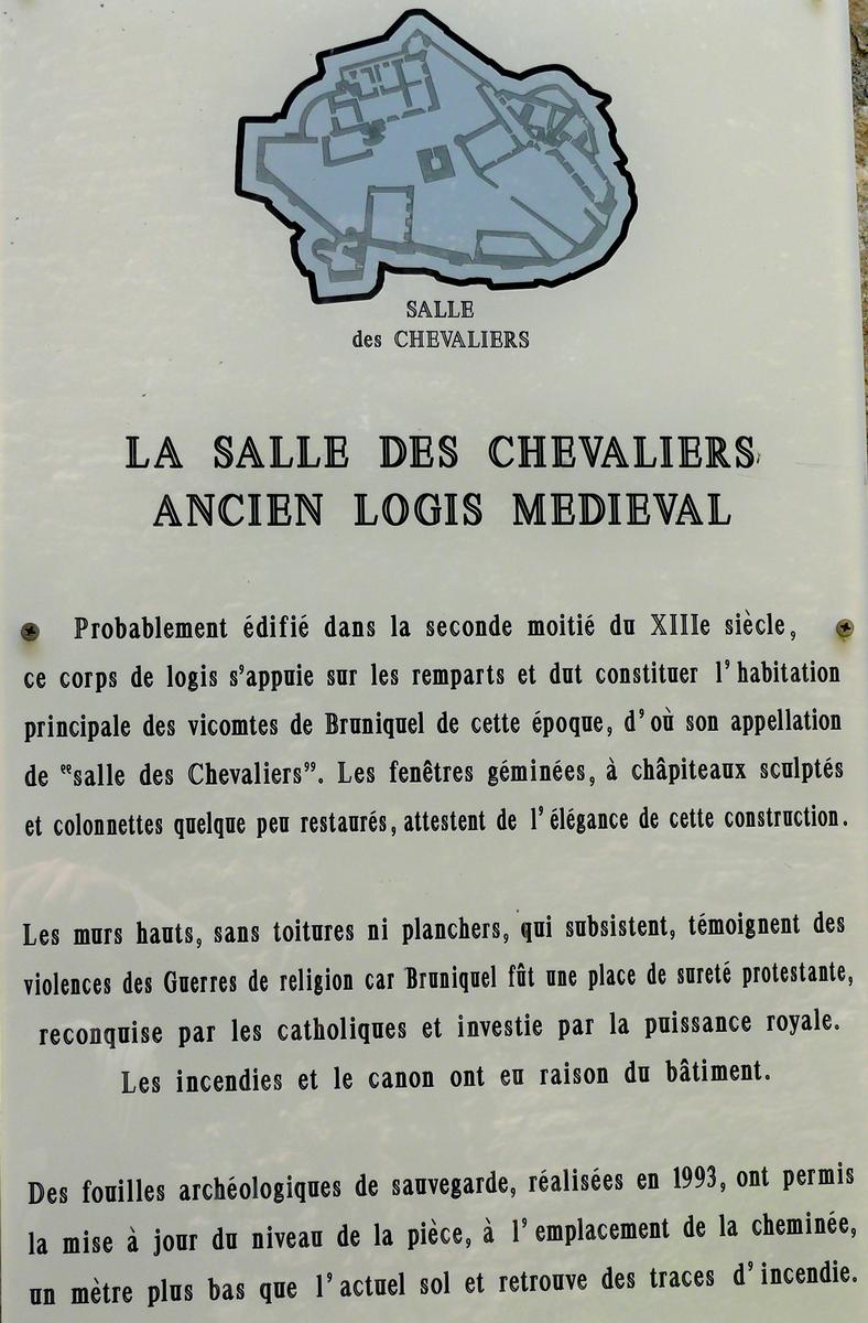 Châteaux de Bruniquel - Logis seigneurial ou salle des Chevaliers - Panneau d'information 