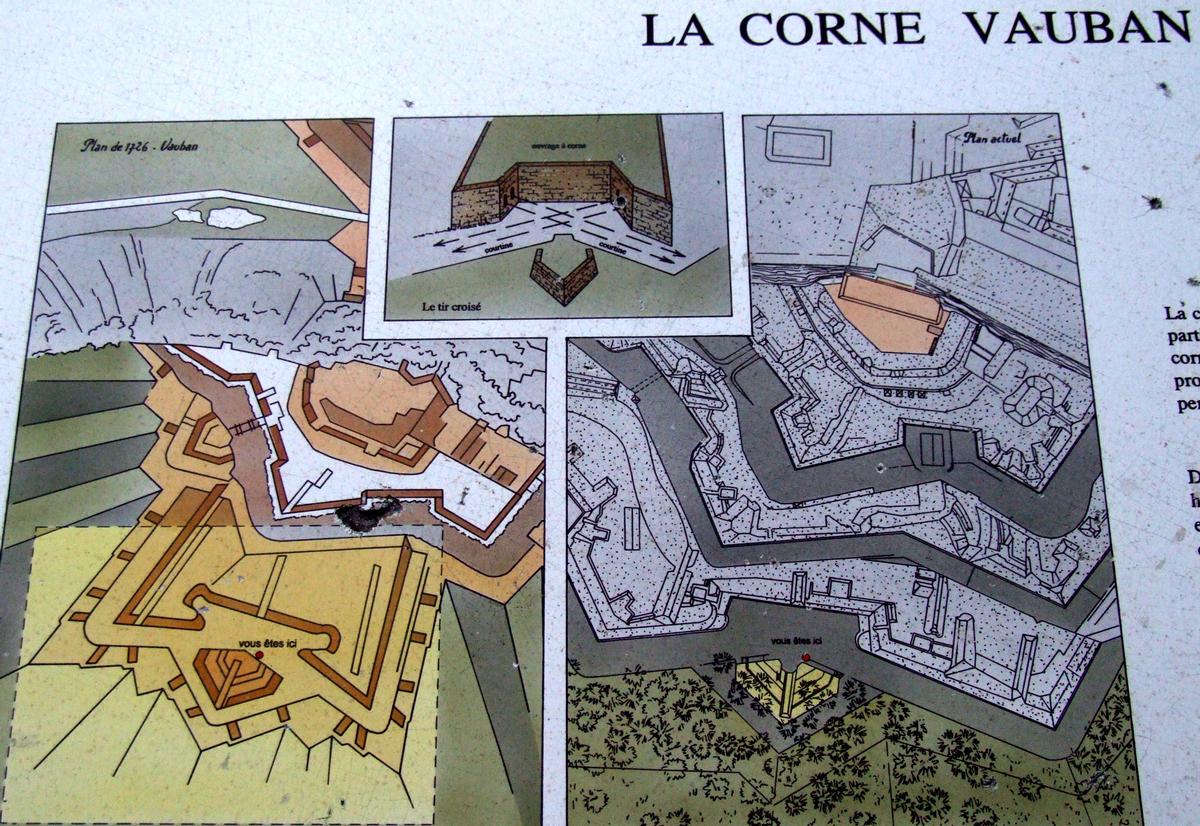 Citadelle de Belfort - Le quatrième fossé - La corne Vauban - Panneau d'information (plan) 
