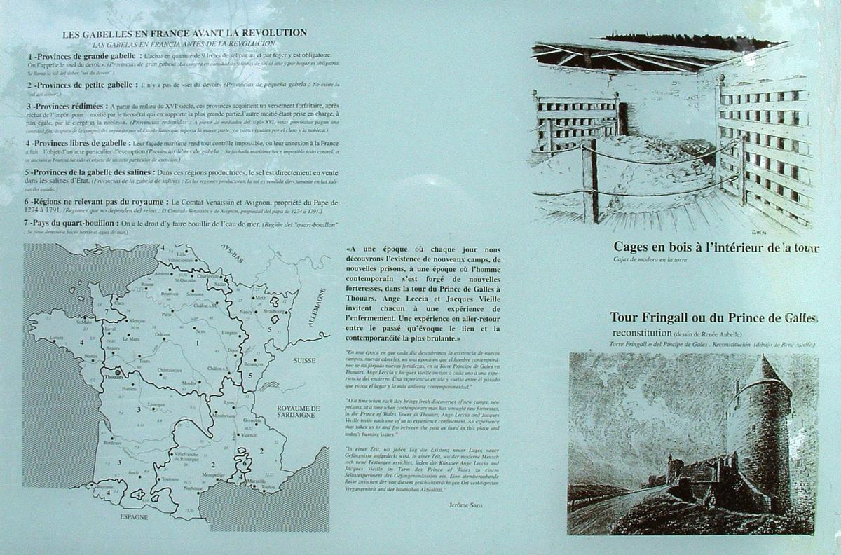Thouars - Remparts - Tour du Prince-de-Galles - Panneau d'information sur la Gabelle 