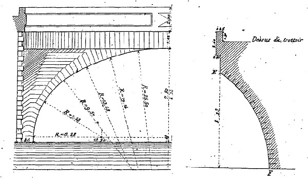 Tours - Pont Wilson - Dessin dans le livre de Chaix sur les ponts - Définition géométrique d'une arche 