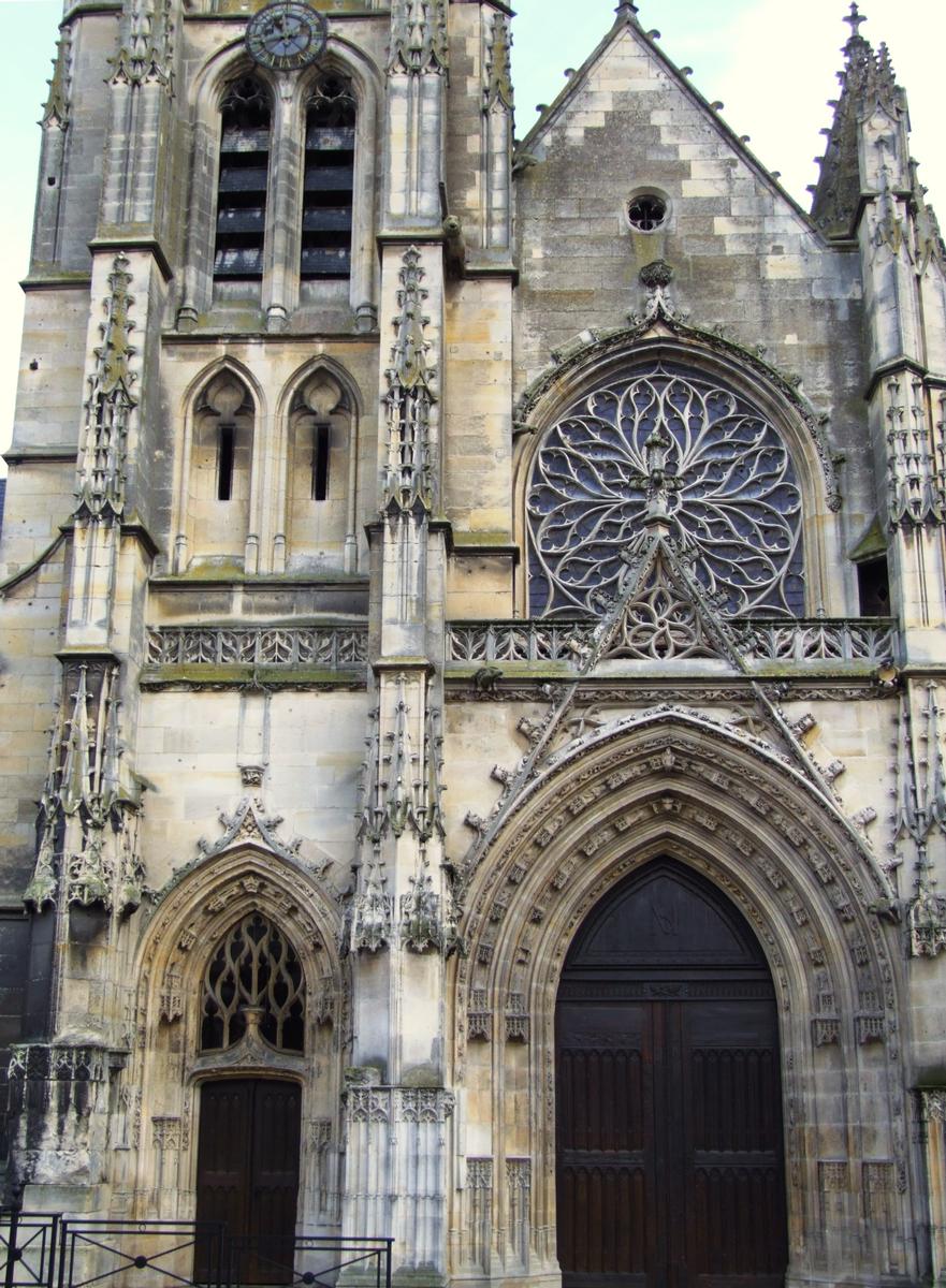 Pontoise - Cathédrale Saint-Maclou - Façade occidentale - Portails et rose 