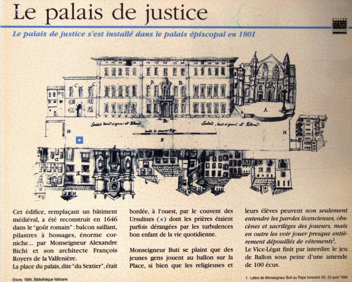 Carpentras - Palais de Justice (Tribunal de Grande Instance, ancien évêché) - Panneau d'information 