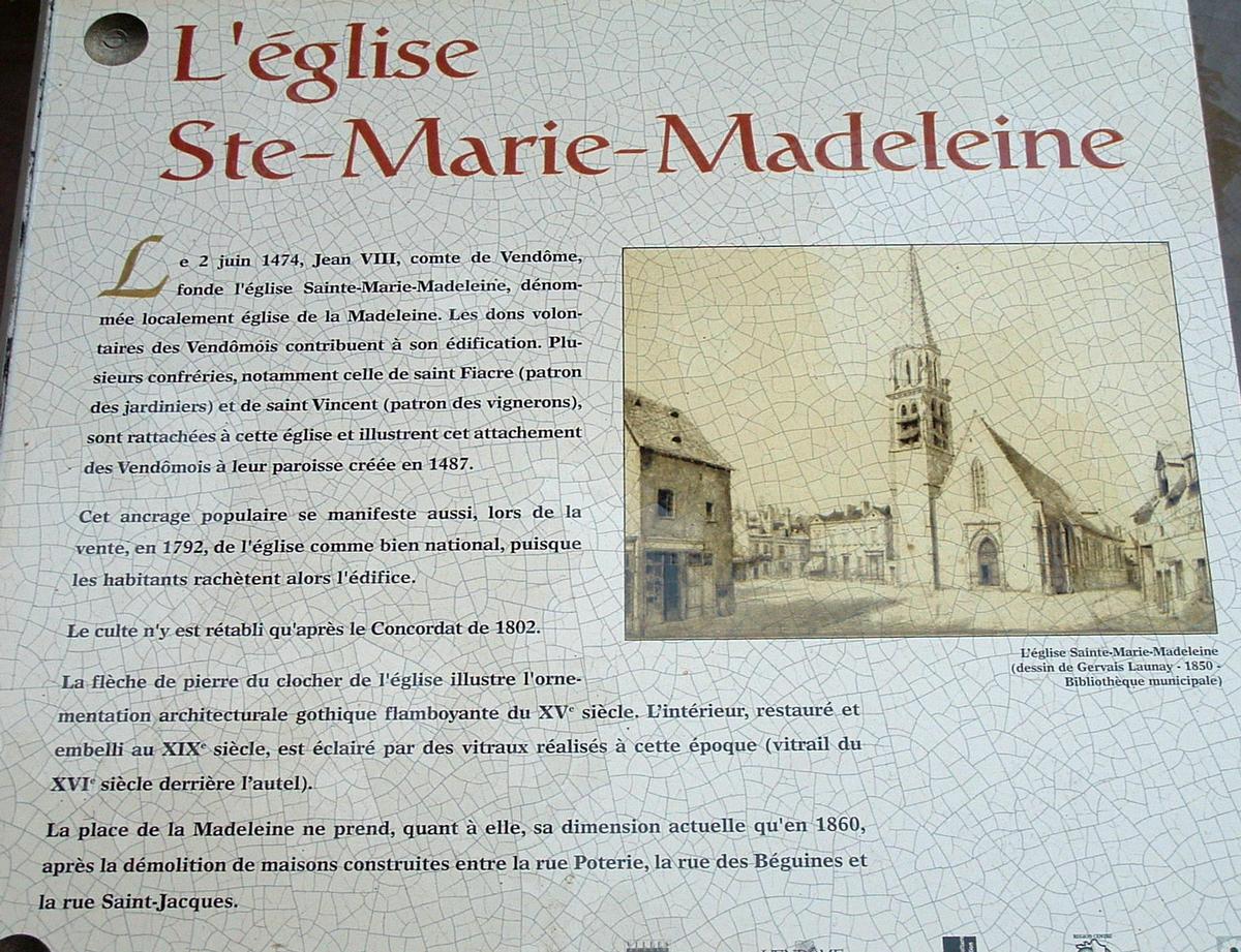 Vendôme - Eglise Sainte-Marie-Madeleine - Panneau d'information 