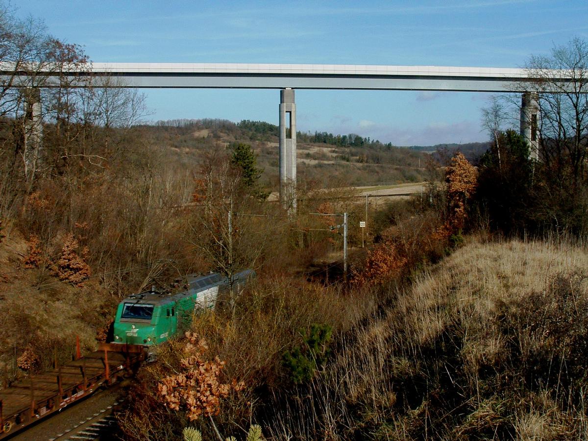 LGV Est-Européenne - Viaduc de Jaulny - Le tablier au-dessus de la voie de chemin de fer venant de Thiaucourt 