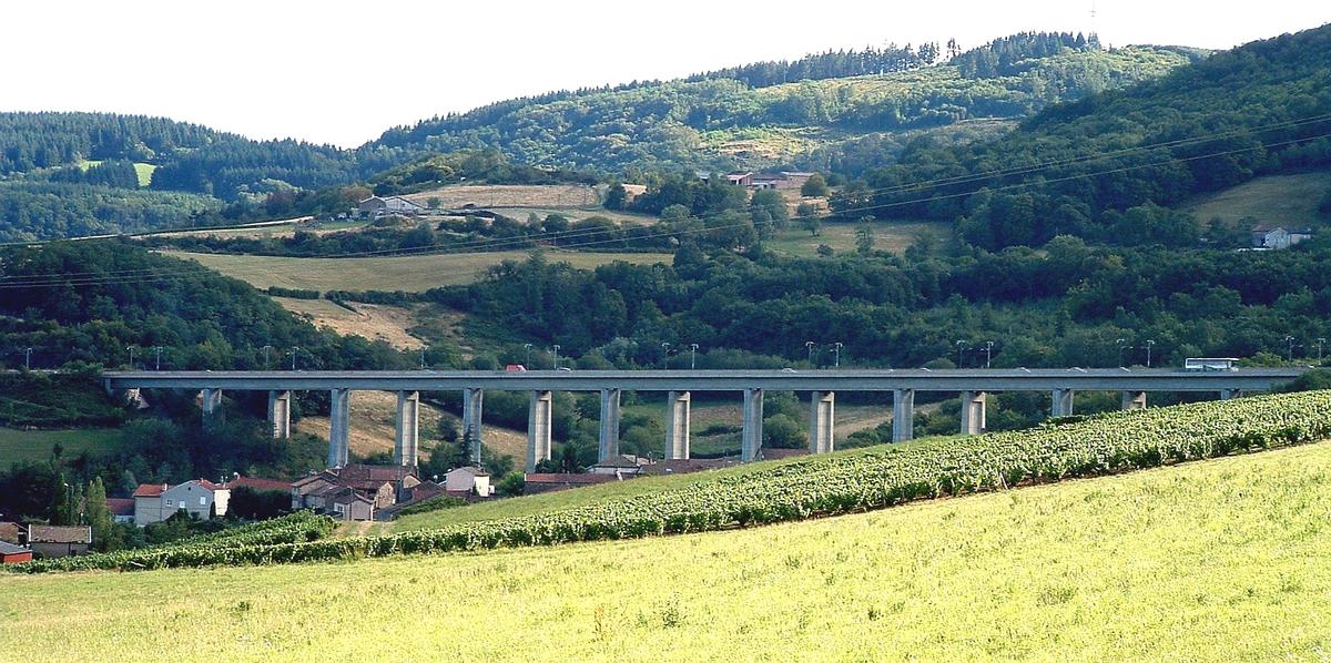 Laroche Viaducts: In front is the road viaduct and the piers of the high-speed rail bridge behind it are visible 