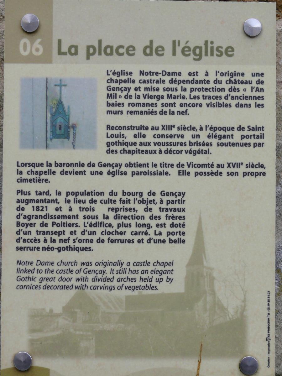 Gençay - Eglise Notre-Dame - Panneau d'information 