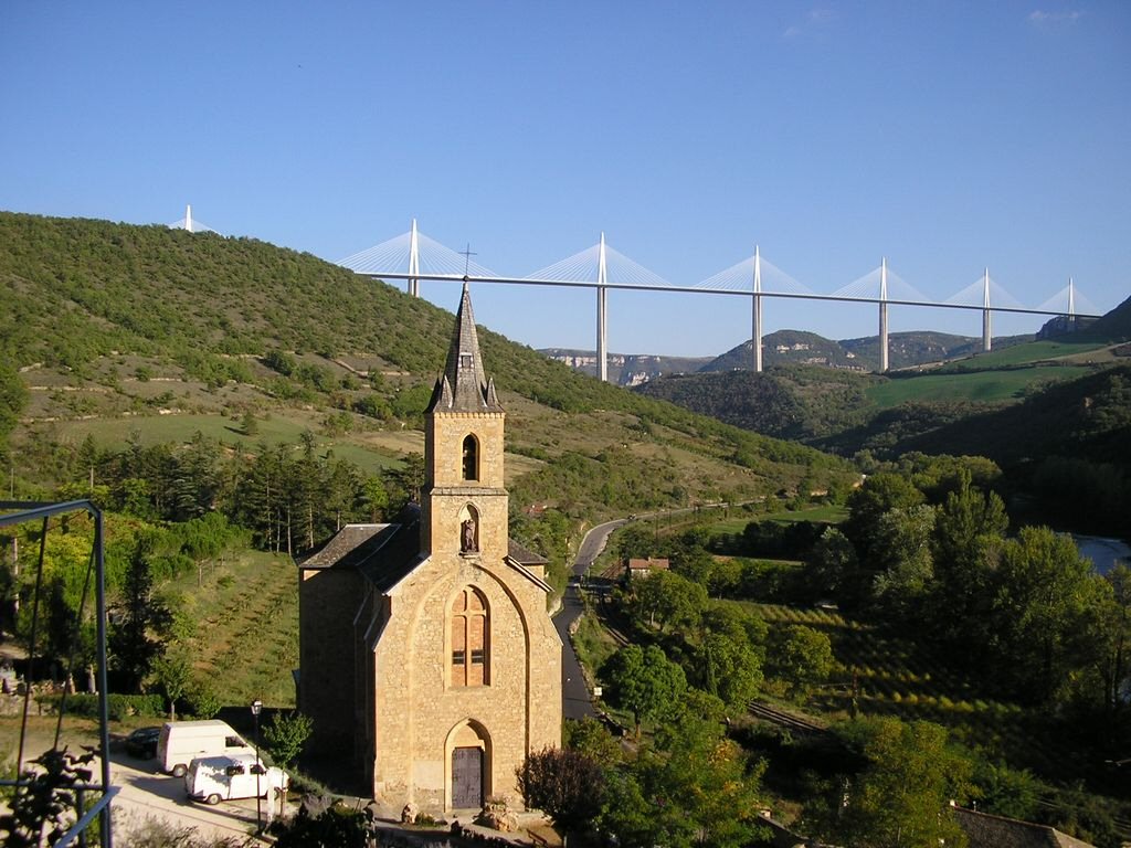 Millau Viaduct seen from the village of Peyre 