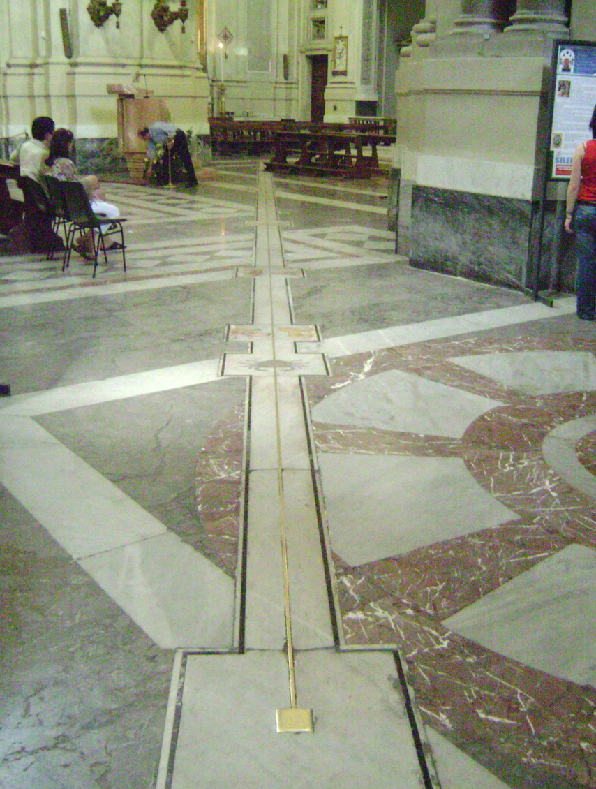 Le méridien de Palerme est défini dans le carrelage de la cathédrale (duomo) 