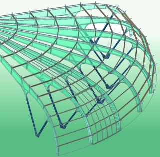 3D-Modell des Stadiondachs, konstruiert mit GRAITEC Advance Steel (Bilder: ETI, Grenoble/Chaix Morel & Partner, Paris) 