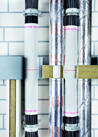 Die Conlit-Kabelabschottung ermöglicht die brandschutztechnische Abschottung von Wand- und Deckendurchführungen 
