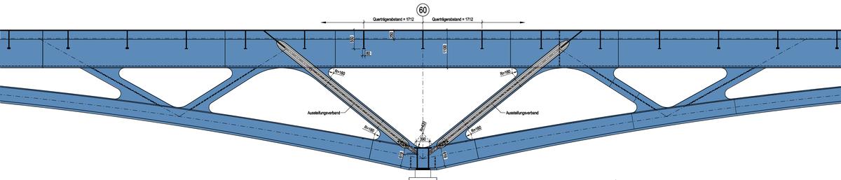 Binnenhafen Viaduct for Hamburg elevated transit systemLongitudinal section - Axis 60 