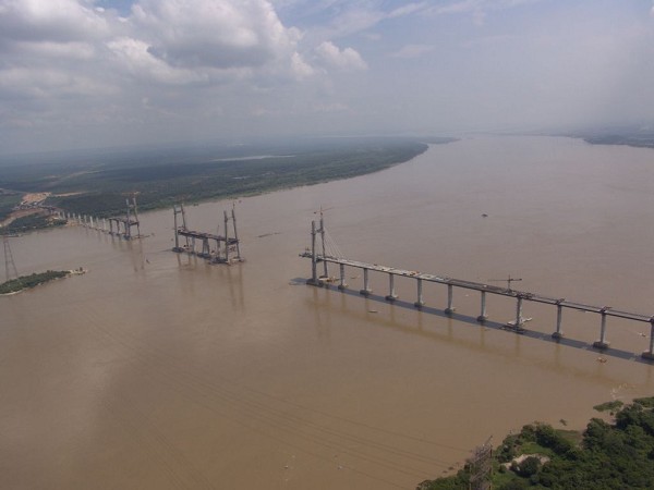 Air vision of the Second Bridge on the Orinoco River 
