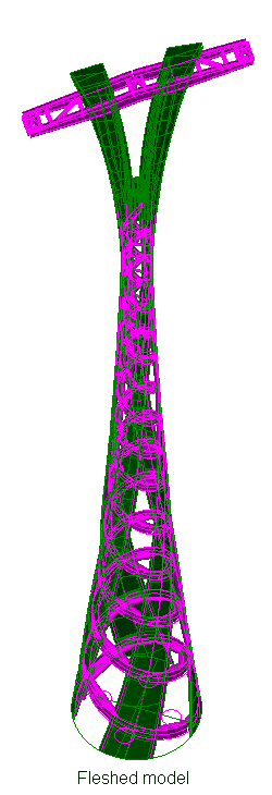 Global model of tower showing selected key parts 