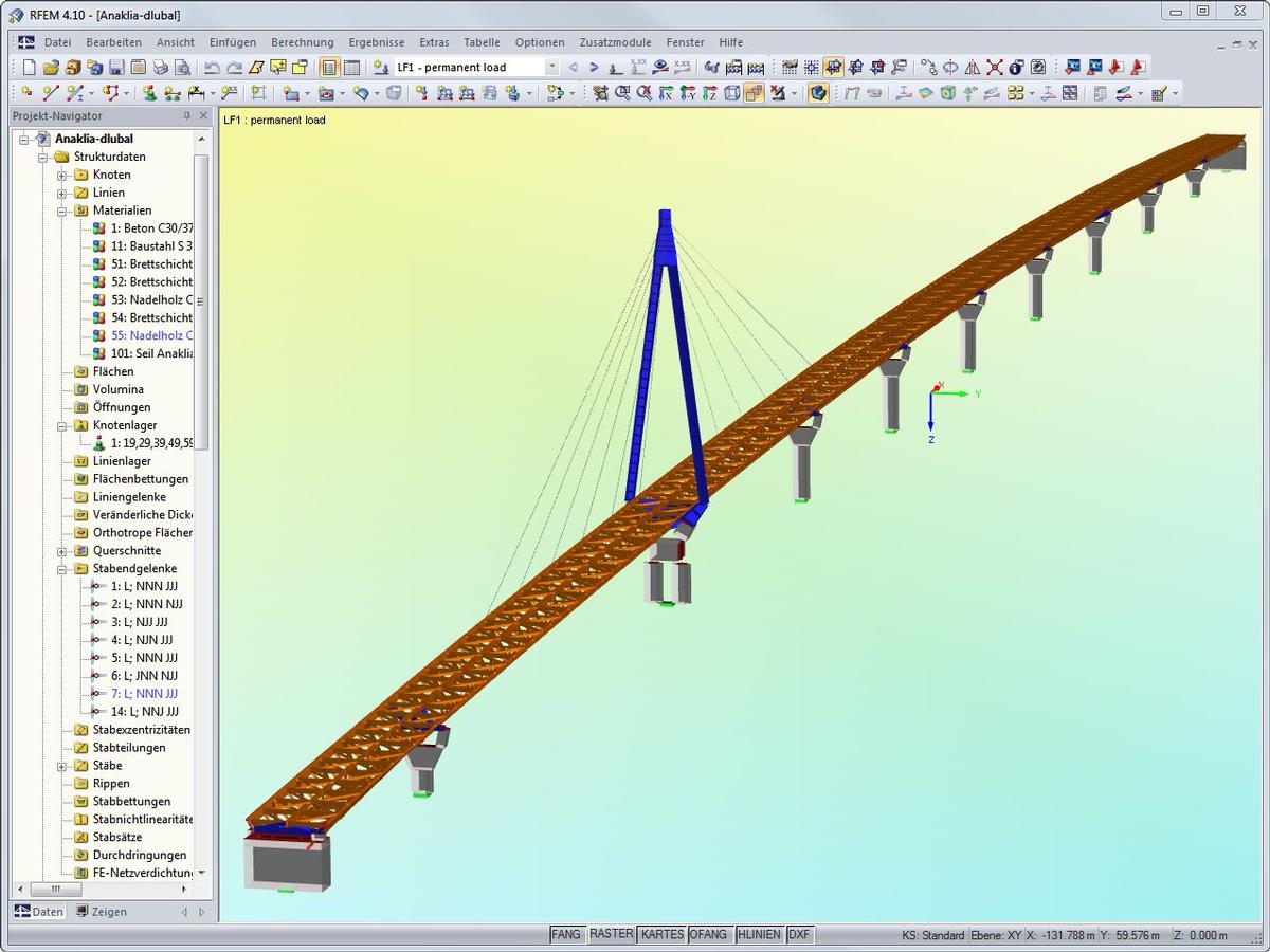 Modell der Brücke in RFEM 