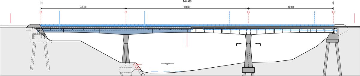 Ötztaler Achbrücke - longitudinal elevation / section 