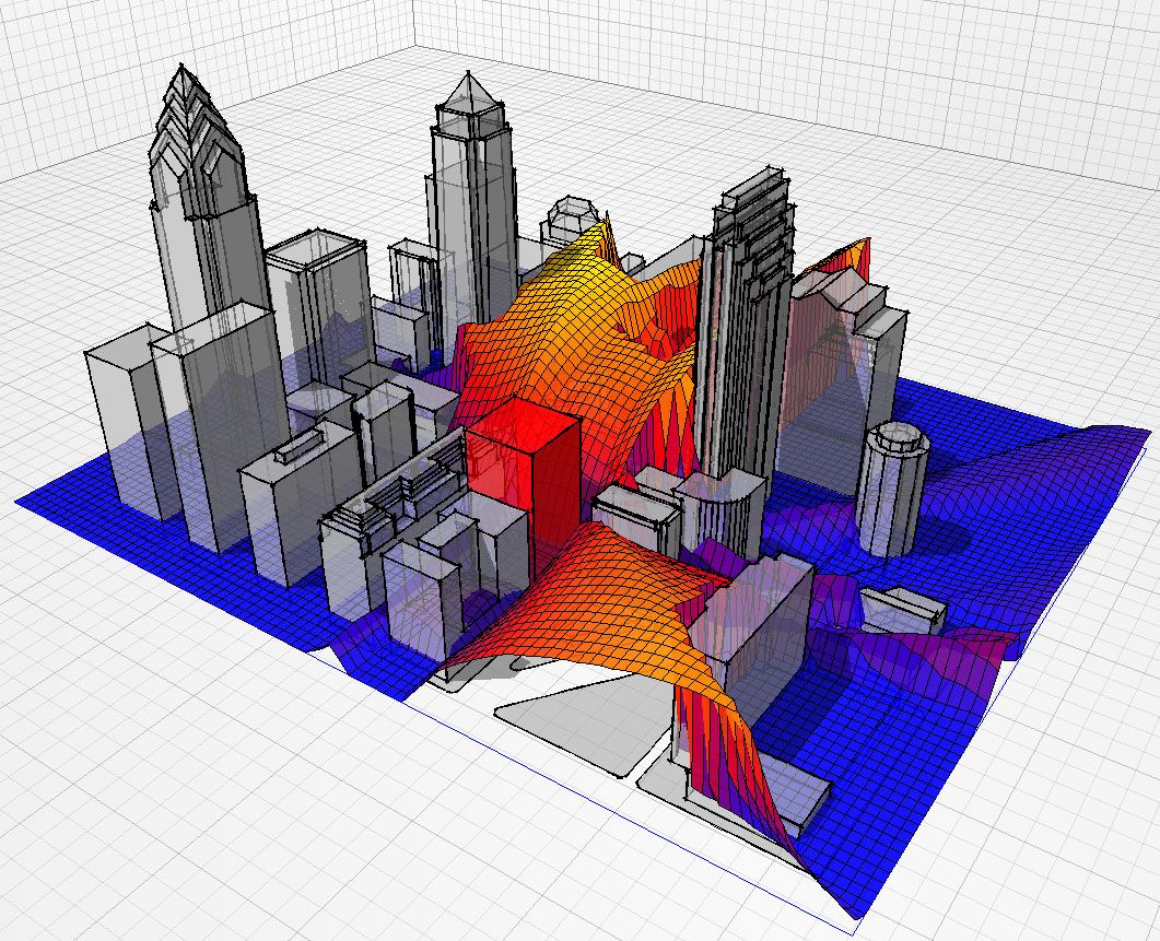 3D-Darstellung der Sichtbarkeit von Gebäuden im Kontext 