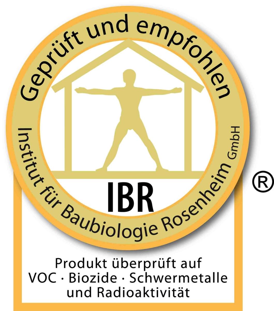 Mediendatei Nr. 212087 Das Prüfsiegel des Instituts für Baubiologie Rosenheim IBR erhalten Produkte und Produktionsverfahren, die den Anforderungen der Wohngesundheit und des Umweltschutzes gerecht werden