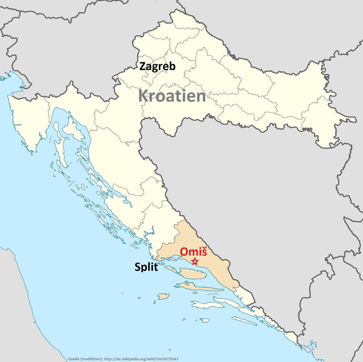 Abb. 1: Geografische Lage der Baumaßnahme Omiš/Kroatien 