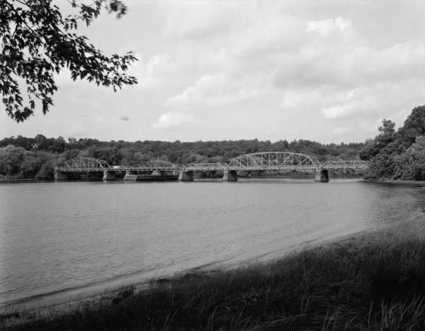 Rocks Village Bridge General view from south river bank, looking northeast 
(HAER, MASS,5-HAV,9-1)