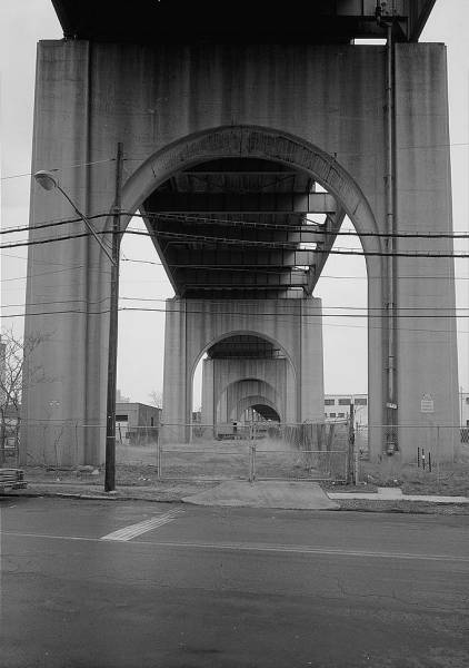 Bayonne Bridge Detail showing concrete support arched, looking north. 
(HAER, NJ,9-BAYO,1-10)
