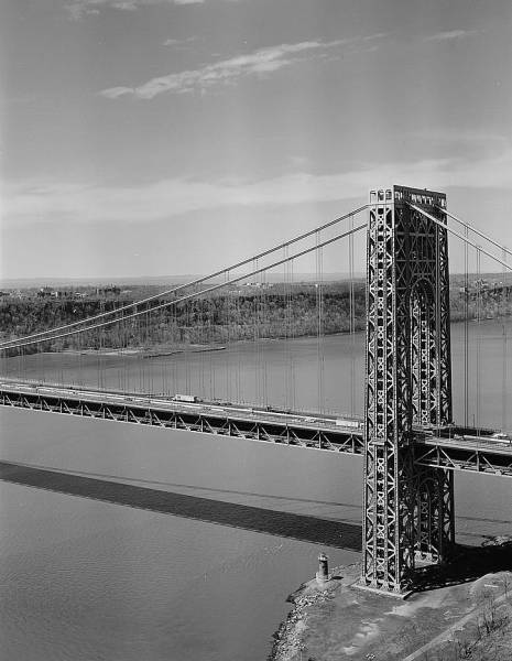 George Washington Bridge General view of New York tower with New Jersey in background 
(HAER, NY,31-NEYO,161-10)